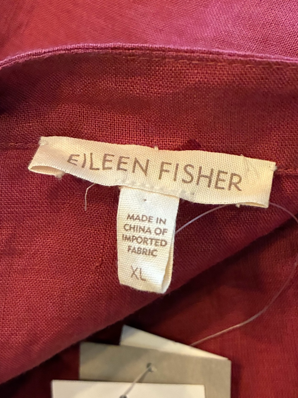 NWT Eileen Fisher Sequin Split Neck Irish Linen Tunic Top Terracotta XL - Picture 7 of 8